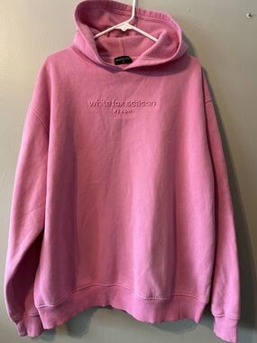White Fox Season Hooded Pullover Pink Sweatshirt L/XL